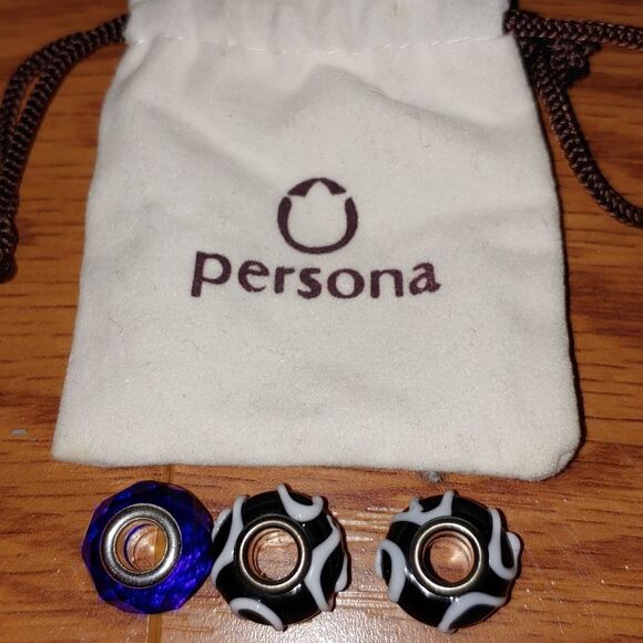 Persona charm beads  with persona bag  includes 3 charm beads and bag - Picture 1 of 3